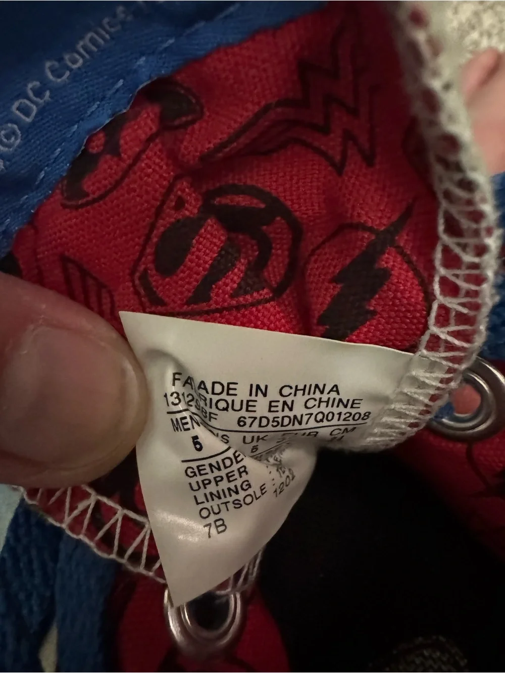 Men’s Converse High Top Sneaker - Blue Multicolor Marvel Superhero Print Size 5 - Picture 9 of 9